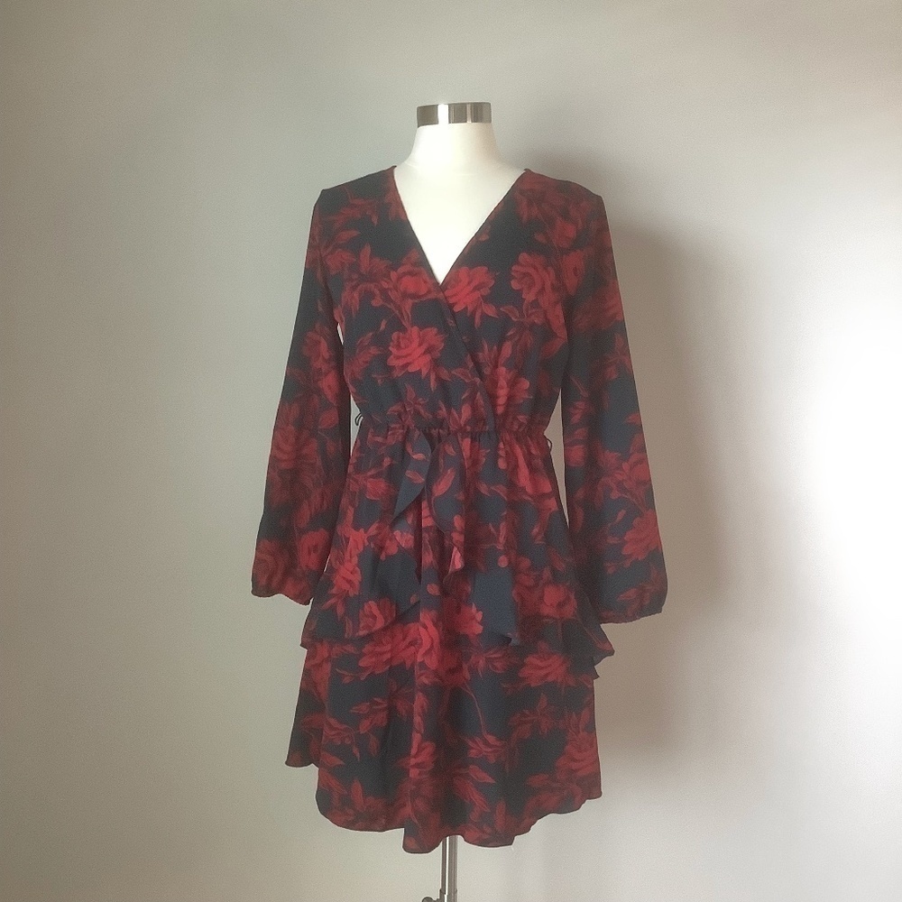 NEW Women Dress V Neck Floral Mini Party Dress‎ M - Picture 5 of 14